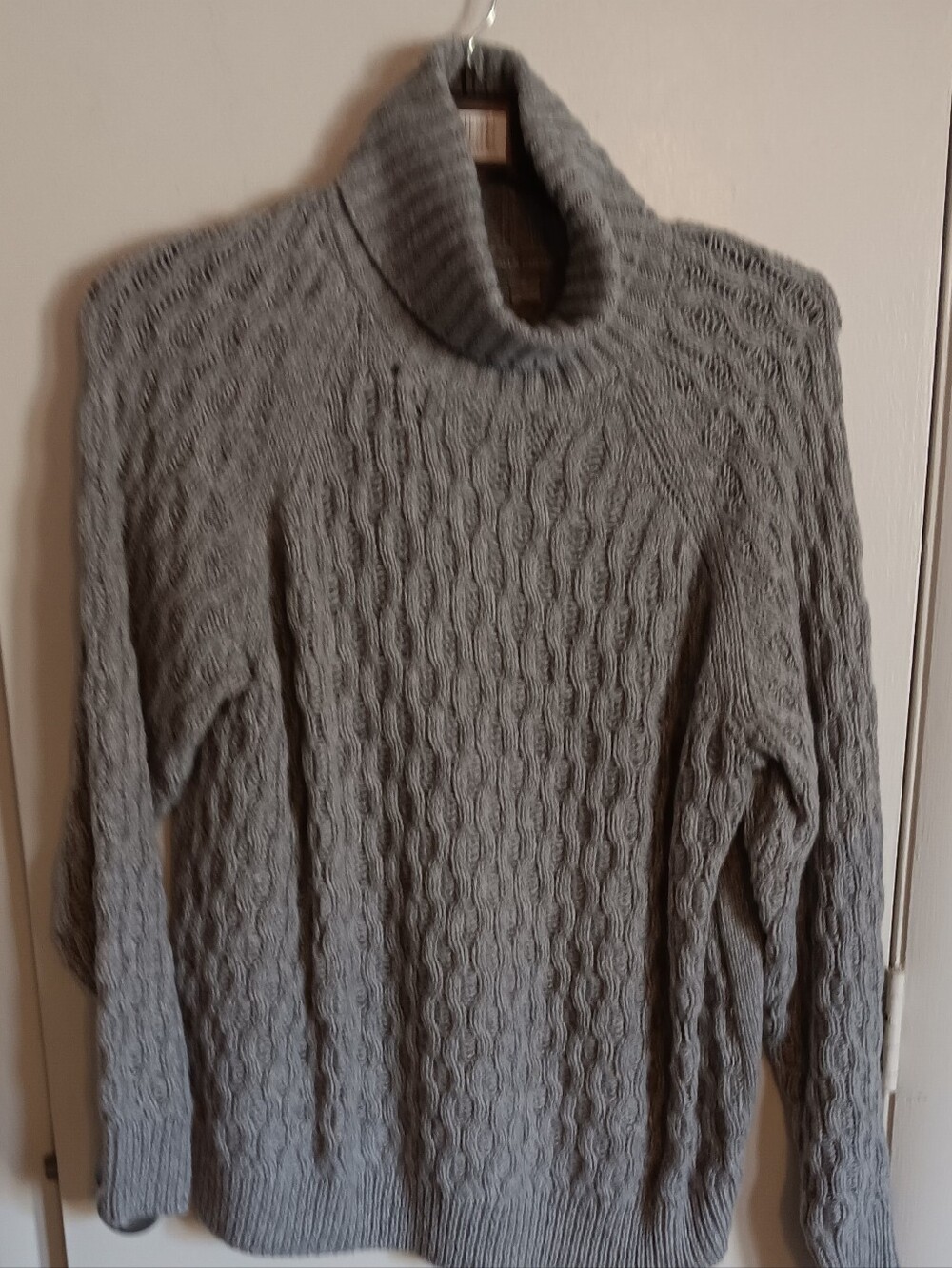 Falls Creek Grey Chucky Cable Knit Turtleneck Sweater